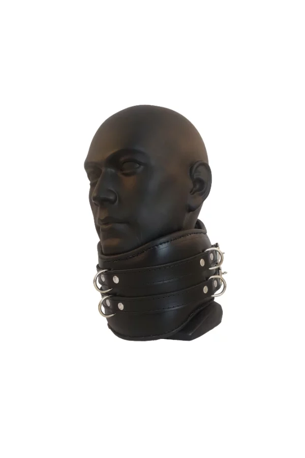 padded leather posture collar locking Houseofbasciano black black profile
