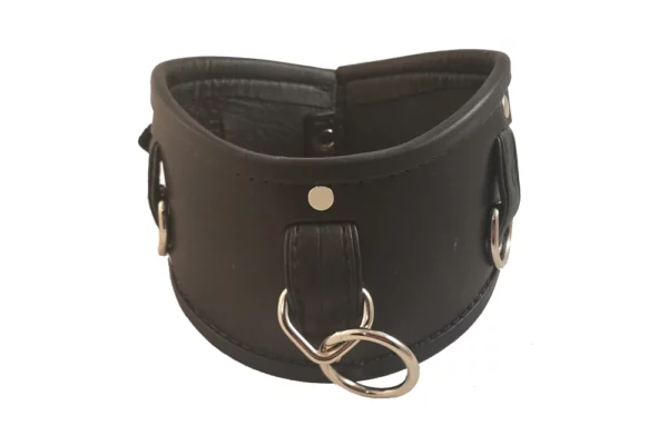 Leather posture collar black silver houseofbasciano front