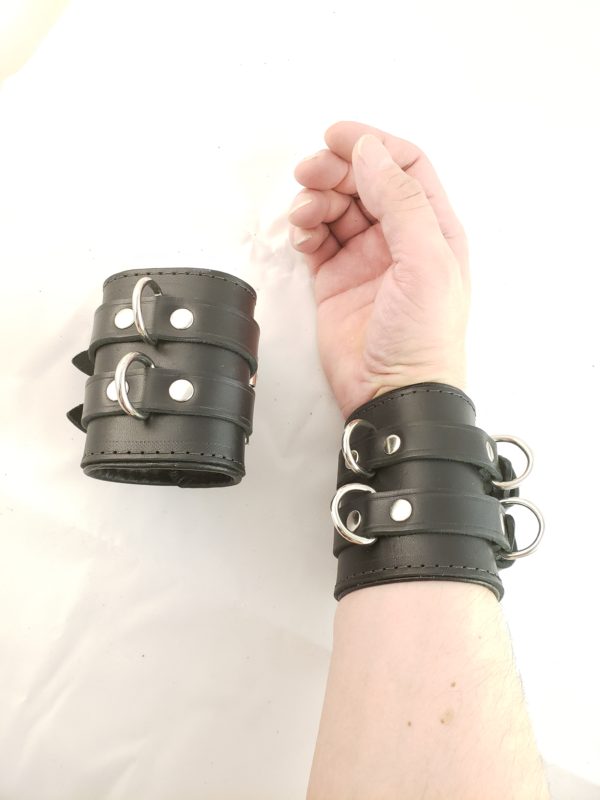 HouseofBasciano double buckle wrist cuffs black side