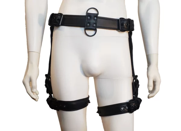 leather waist harness thigh cuffs houseofbasciano black silver