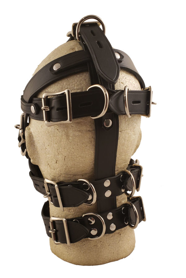 HouseofBasciano Latigo Female Leather Muzzle bondage harness black padded collar back
