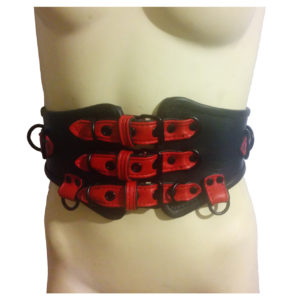 housofBasciano waist cincher leather belt red black front