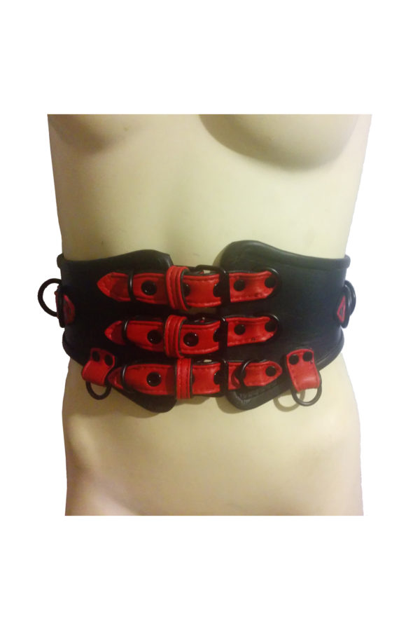 housofBasciano waist cincher leather belt red black front
