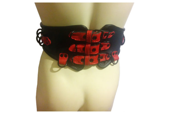 housofBasciano waist cincher leather belt red black back