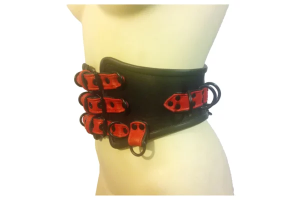 housofBasciano waist cincher leather belt red black side