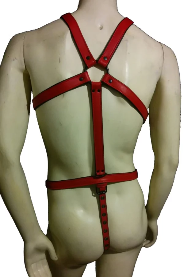 leather body harness houseofbasciano red black black back