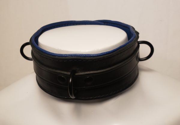 locking leather collar black blue Houseofbasciano front