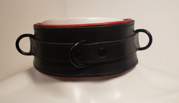 black red locking leather collar front houseofbasciano