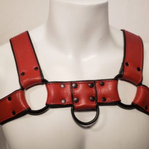 Bulldog Red Black leather front Houseofbasciano